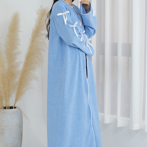 Muslim Abaya Kaftan Open Dress Women Saudi Arab Dubai Cardigan Kimono Loose Robe - Imagen 135 de 215