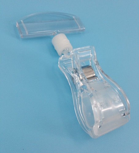 Pack of 25 Acrylic Pop Display Sign Clip-On Holder Clamp Pinch Swivel Rotate 360 - Picture 4 of 13
