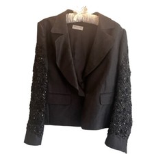 Bnwt Dries Van Noten Embroidered Sequin Jacket Black Tie Uk 14/16 Rrp £1,140