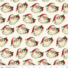 Christmas Santa Fabric Santas Face Cream Cotton Riley Blake By The Yard