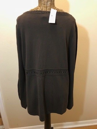 ANN TAYLOR LOFT - BROWN EMBROIDERY LIGHT SWEATER - XL - Picture 2 of 5