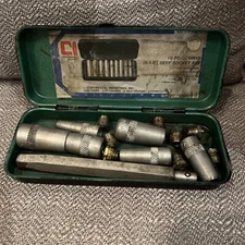 Vintage Continental 10 Piece Deep Socket Set Tools Metric S.A.E. As Is