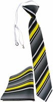 Tigertie Kinderkrawatte + Einstecktuch In Gelb Silber Grau Weiss Gestreift