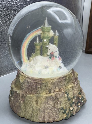 The San Francisco Music Box Co 1992 Unicorn Castle Schneekugel funktioniert 5x4" - Bild 2 von 6