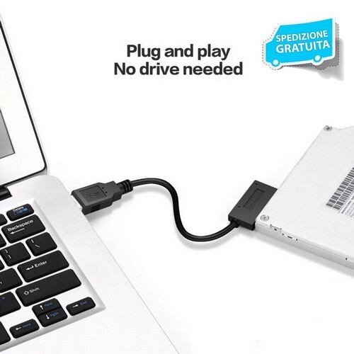 USB 2.0 a SATA 7 + 6 13pin cavo convertitore adattatore per Laptop Cd-rom DVD - Foto 8 di 8