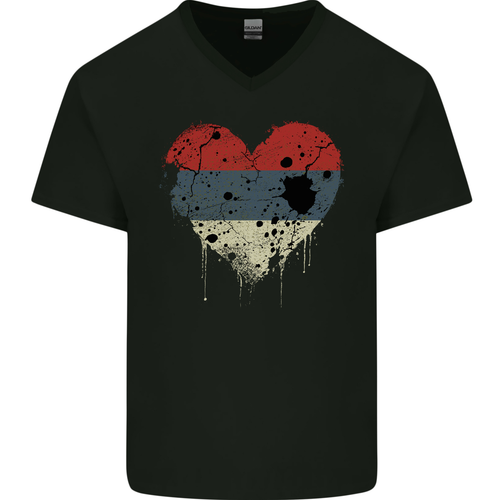 T-shirt calcio da uomo Love Flag Republika Srpska collo a V cotone - Foto 3 di 3