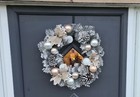 Silver Christmas Door Wreath Hanging 50cm Decoration Frosted Artificial Outdoor