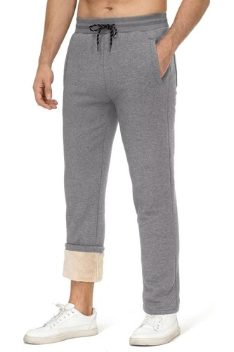Men's Thermal Fleece Pants Sherpa Lined Open Bottom Sweatpants Casual Trousers - Picture 20 of 122