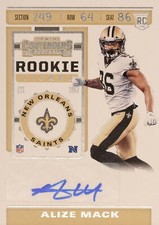 2019 Panini Contenders Football Rookie TIcket #227: Alize Mack Base