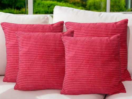 Set of 4 - Cushion Covers Plain Corduroy Cord Jumbo Super Soft 18x18" 45x45cm - Picture 169 of 192