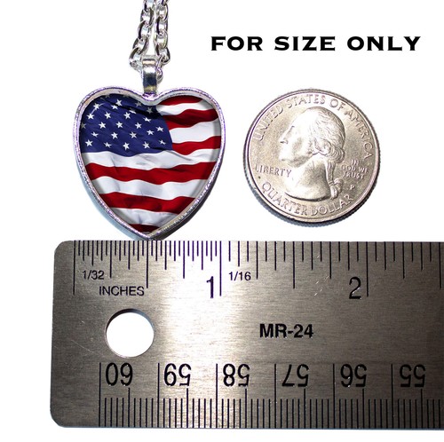Schwenkende amerikanische Flagge Patriotismus HERZFÖRMIGER Glasanhänger Halskette Schmuck - Bild 5 von 5