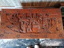 Cassapanca Cinese Intagliata In Legno