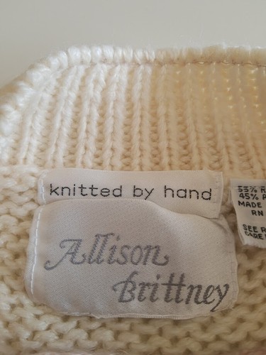 Vintage Alison Britney Fringe Heart Sweater Size L Coquette Boho - Picture 5 of 12