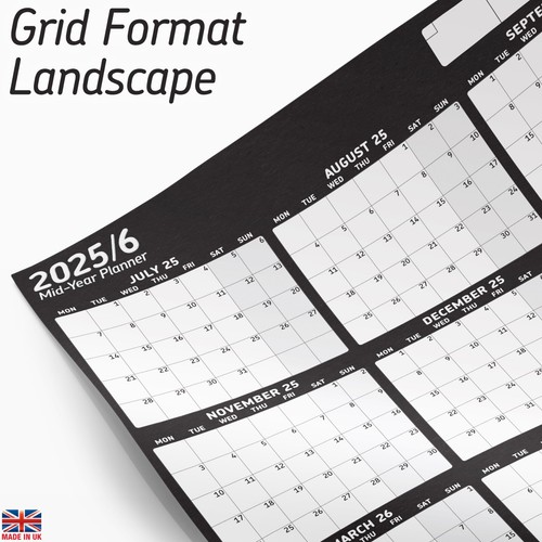 2025-2026 Mid-Year Calendar Academic Wall Planner Uni Chart 3 sizes A2 A1 A0 - Picture 175 of 204