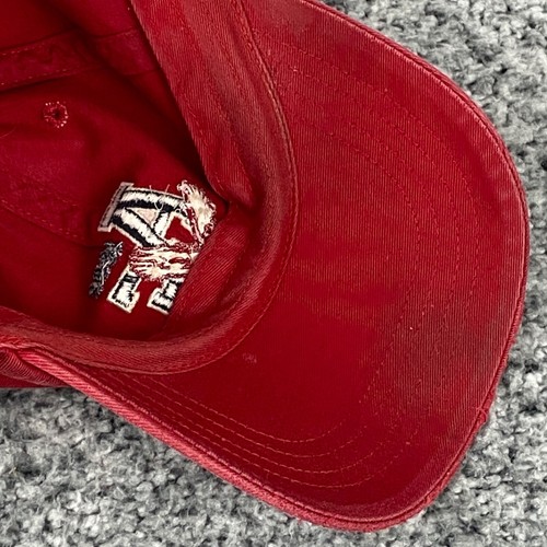 Abercrombie Fitch Mens 90s Y2k Hat Cap Red Logo Eagle Leather Strap Embroider - Picture 9 of 9