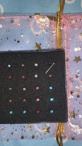 NEW SILVER NOSE STUD STRAIGHT I L SCREW SHAPE PIN SET BONE BALL END BAR PIERCING - Picture 4 of 4