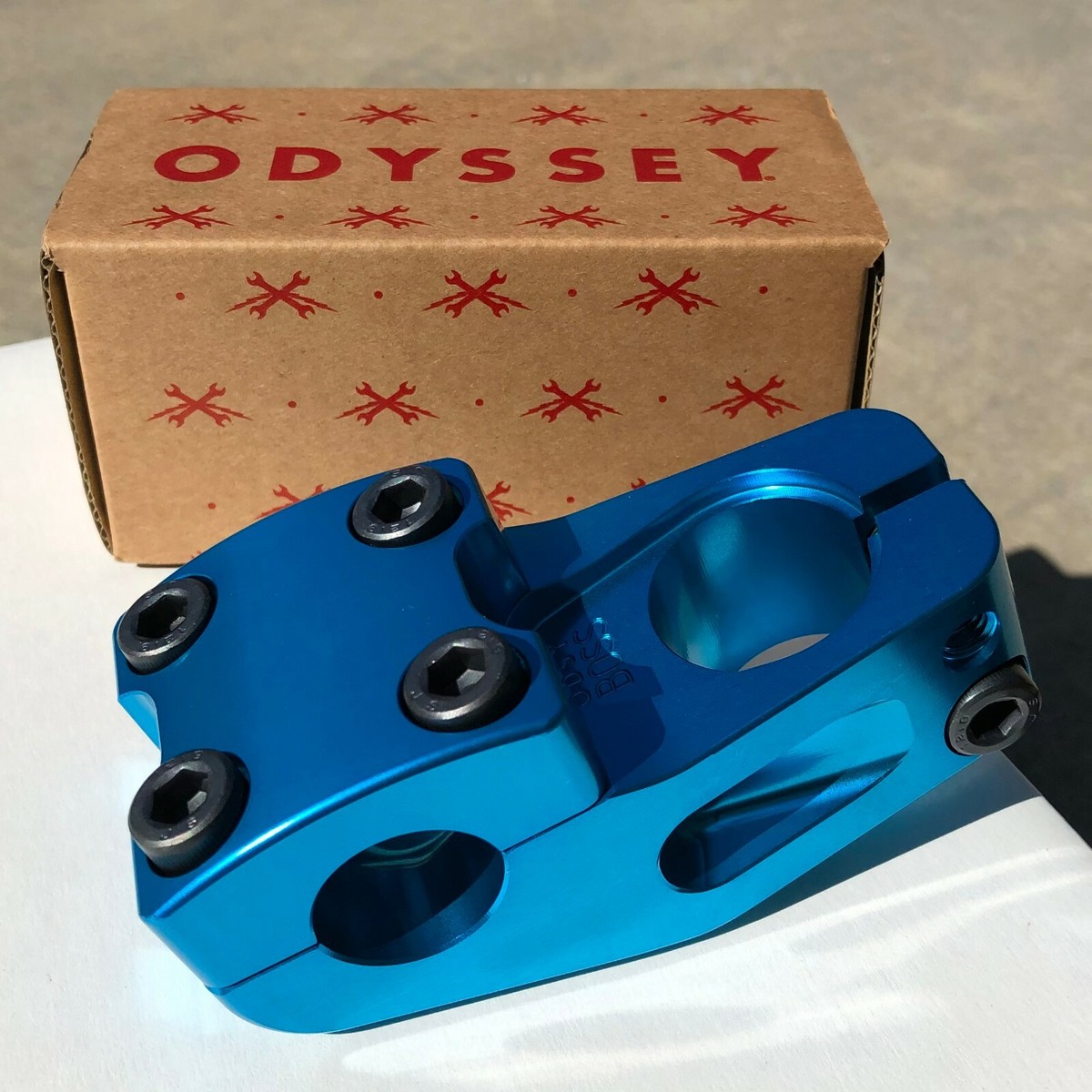 ODYSSEY BMX BIKE BOSS v2 BICYCLE STEM BLACK ANODIZED CYAN