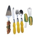 VTG Fall Colors Tulip Ceramic Corn Cob Stainless Flatware Silverware Lot Of 6