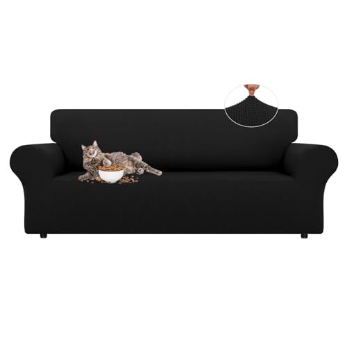 Stretch Sofa Slipcovers Couch Covers for 3 Cushion Couch Sofa Pet Large Black - Bild 1 von 6