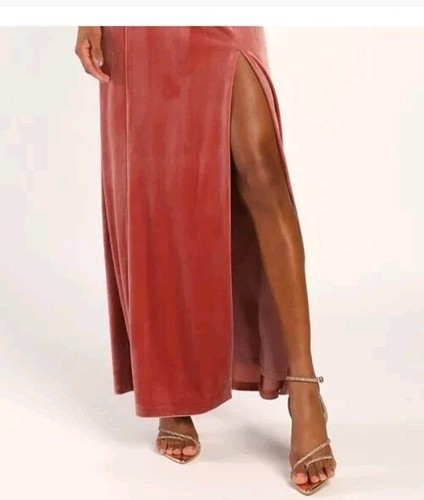 LULUS Promise Of Forever Dusty Rose Velvet Column Maxi Dress Size XL**NWOT - Picture 2 of 14