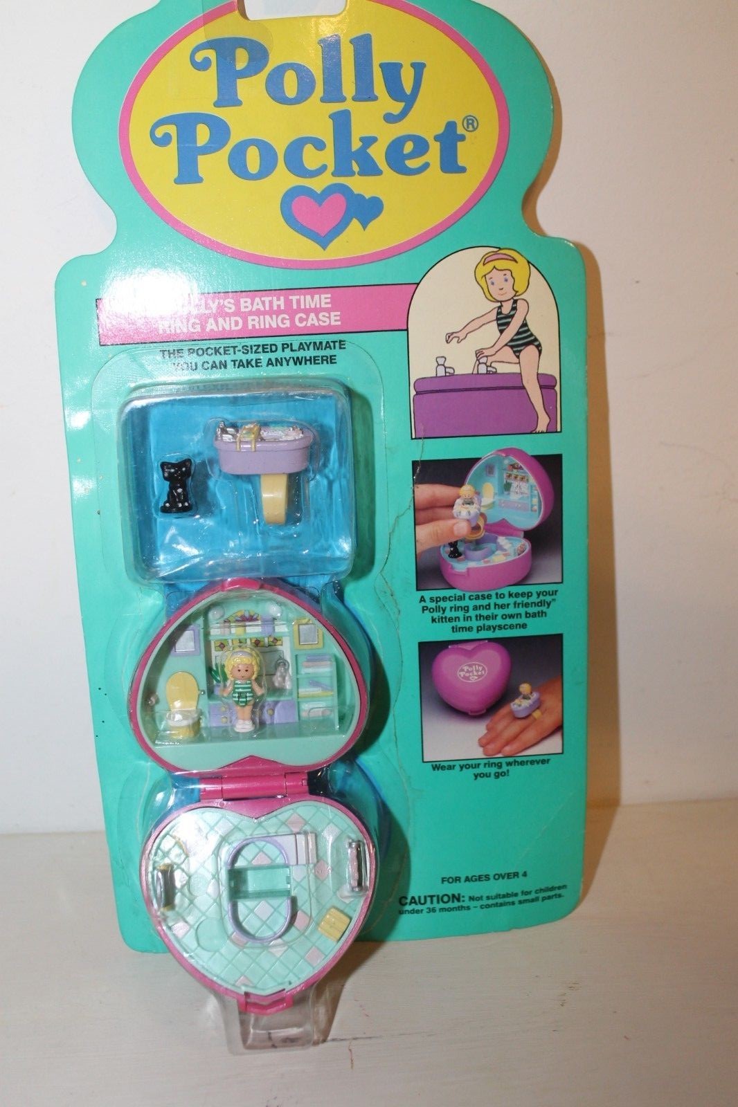 Polly Pocket Azulbird mini Bath Time anillo Boxed MOC New corazón Heart rosa Rosa Polly Pocket Azulbird mini Bath Time anillo Boxed MOC New corazón Heart rosa Rosa