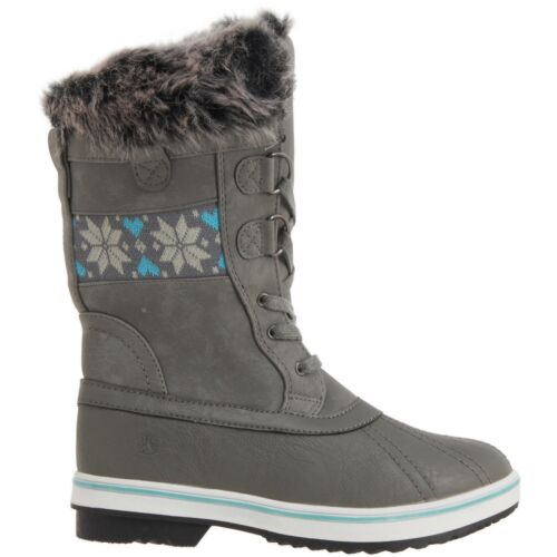 NORTHSIDE Kids Gray Lace-Up Winter Snow Boots Waterproof Insulated Girls Size 11 - Picture 5 of 13