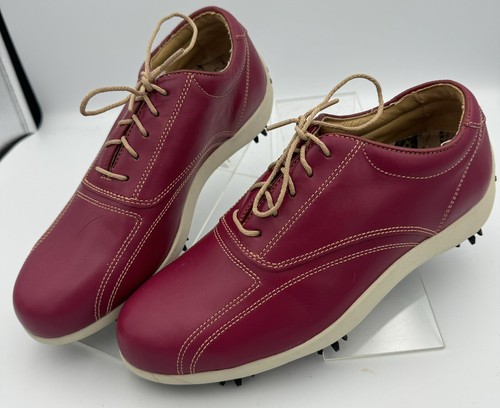 NEU Footjoy LoPro Damen weinrot rot Leder Golfschuhe Stollen 6M 97028 ungetragen - Bild 1 von 8