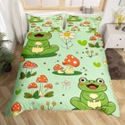 Green Frog Bedding Duvet Cover Set Kawaii Decor Bedding Set Tropical Amphibian