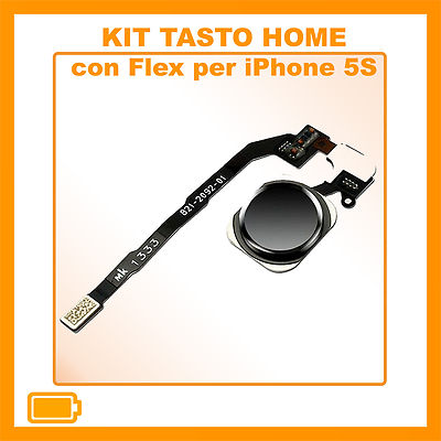 Sostituzione pulsante Home Tasto Home per iPhone 5 Nero con cavo Flex incluso Sostituzione pulsante Home Tasto Home per iPhone 5 Nero con cavo Flex incluso