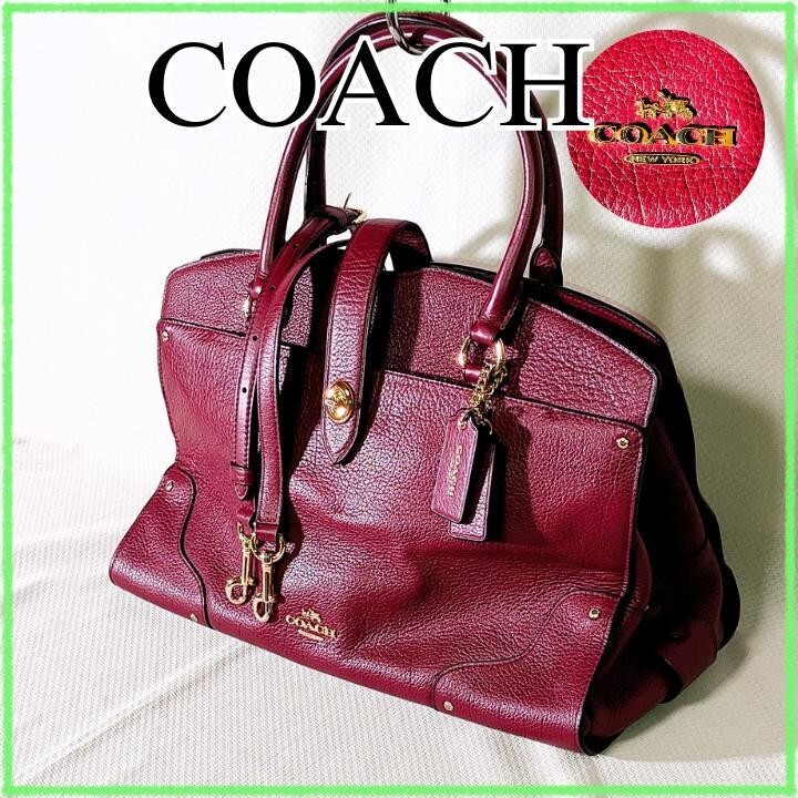 Vintage COACH shoulder bag 2WAY leather wine red | eBay