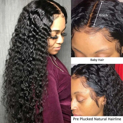 30 Inch HD Lace Frontal Wigs Deep Wave 180 Brazilian Hair Human Hair Wigs Curly - Picture 9 of 19