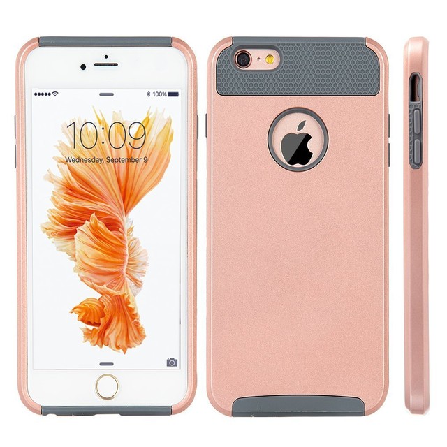 Rose Gold iPhone 6S Case Hybrid Shockproof Hard Heavy Duty Rubber