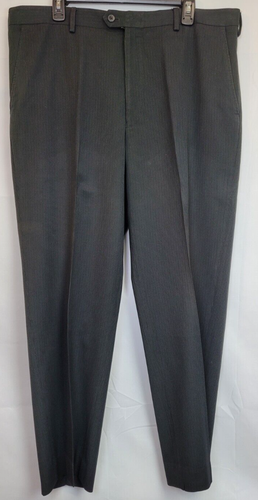 Andrew Fezza Men's Black Pinstripe Suit Two Buttoned Jacket Pleated Pants 2 Pc - Picture 7 of 8