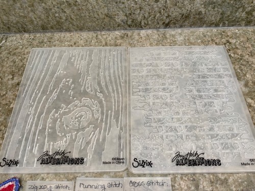 Sizzix Tim Holtz Alterations Embossing Folders Set 6 Woodgrain, Brick, Stitches - Picture 2 of 3