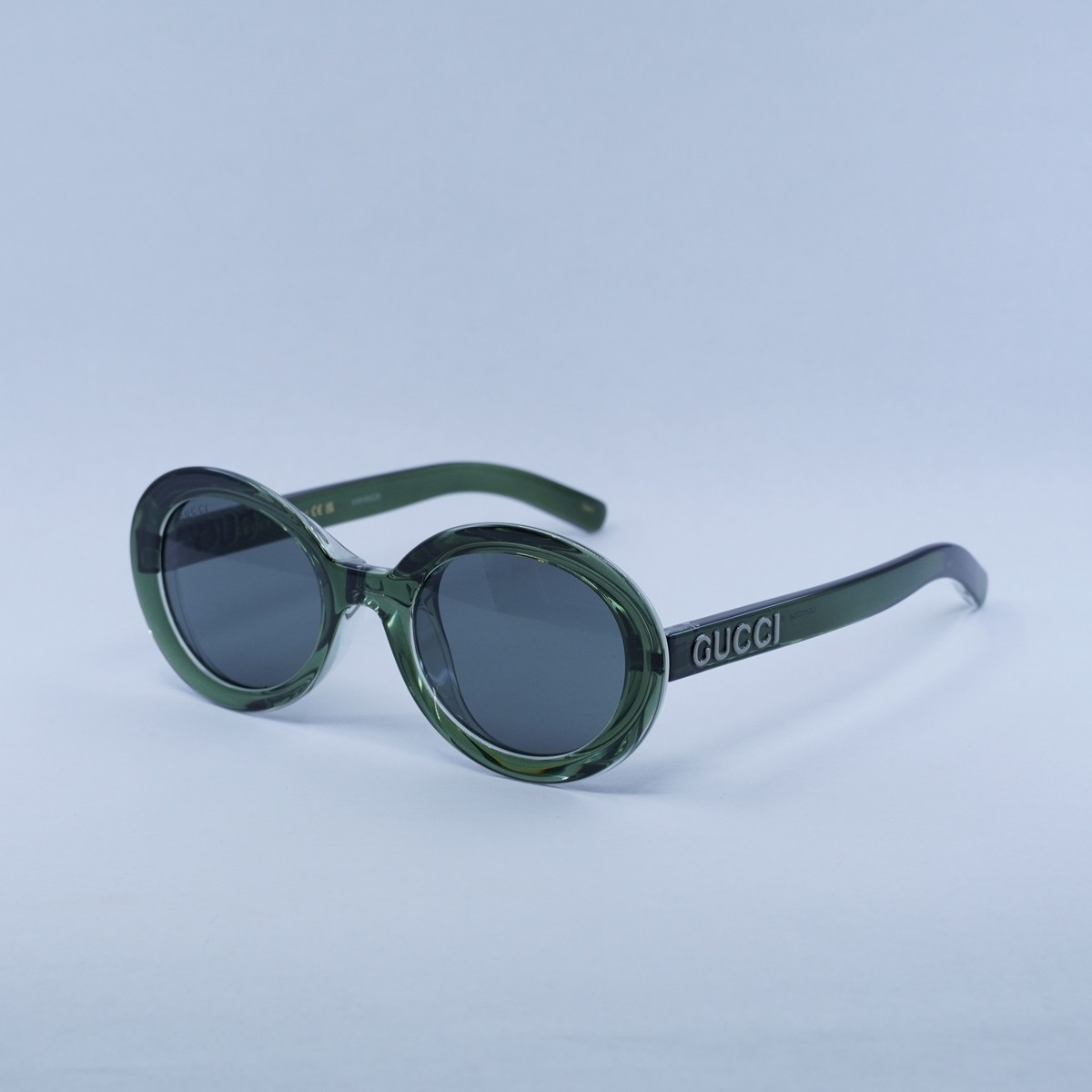 New GUCCI GG1722SA 005 Transparent Dark Green/Smoke 53-23