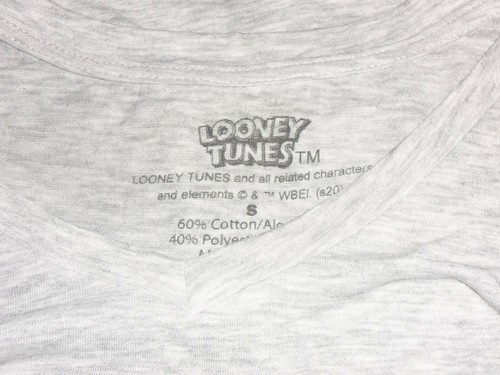 NWT WOMENS LOONEY TUNES TWEETY LIGHT GRAY HEATHER NOVELTY T-shirt SIZE S - Picture 2 of 2