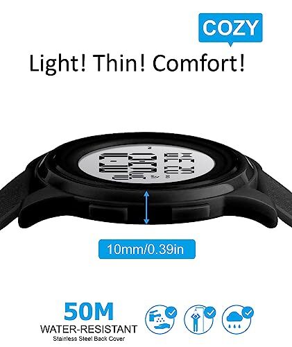 Mens Watch Ultra-Thin Digital Sports Watch Minimalist Waterproof Digital - Picture 4 of 7