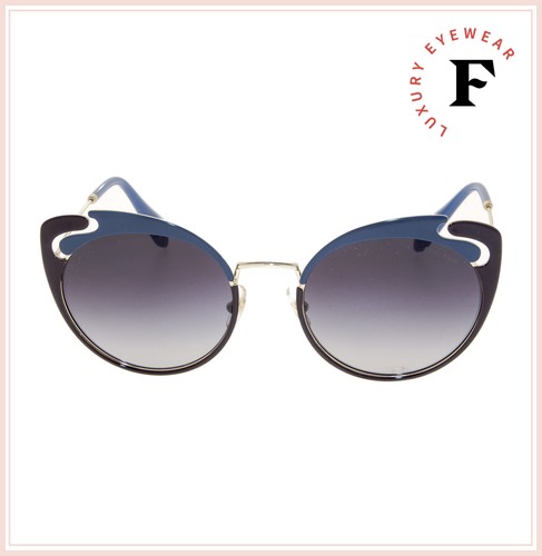 MIU MIU NOIR MU57TS Cut Out Gold Blue Brown Cat Eye Metal Sunglasses 57T Women - Picture 3 of 5