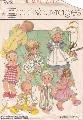 15 16 inch Baby Doll Clothes Wardrobe Pattern Simplicity 7644 Sz M Vintage 1980s - Picture 2 of 8