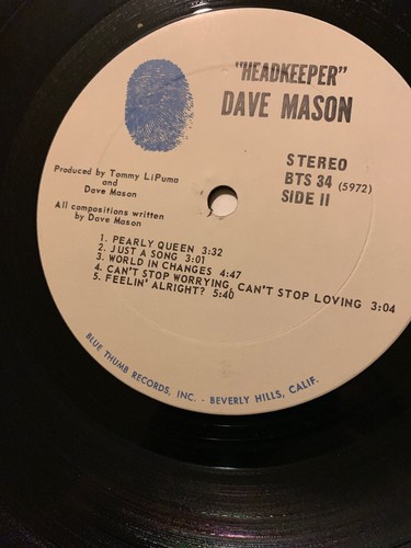 Rare Vintage Vinyl-Dave Mason-Headkeeper-Blue Thumb BTS 34-EX - Picture 7 of 7