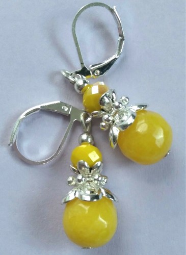 faceted YELLOW JADE drop earrings handcrafted CHOOSE XX - Picture 4 of 10