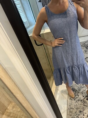 Polo Ralph Lauren Womens Dress S Blue Linen Sleeveless Midi Ruffle Hem  chambray | eBay