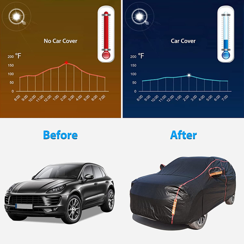 Funda Coche Impermeable Todo Clima, 6 Capas Exterior Completa Fundas con Cremallera Cuna - Imagen 5 de 7