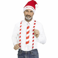 Red  White Candy Cane Stripe Holly Day Christmas Suspenders Kit