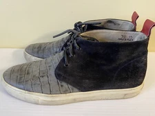 Del Toro navy blue / gray animal skin chukka sneakers Men's size 13 Italy