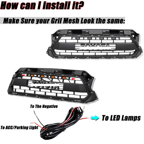 Set White LED Front Grille Lights Black Lamp Assembly For 2012-15 Toyota Tacoma - Picture 2 of 11