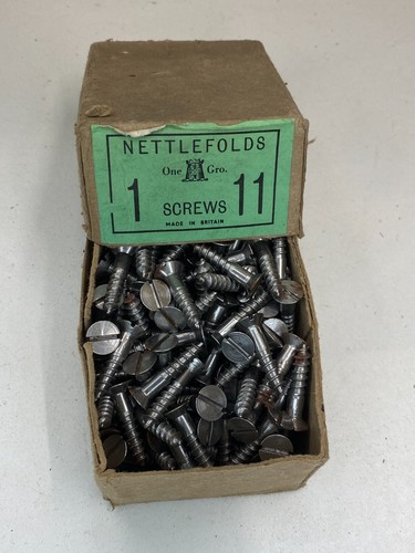 Box Steel Countersunk Screws 1" x 11 NETTLEFOLDS GKN Slotted Full Box of 144 - Picture 19 of 24