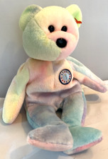 Ty Beanie Baby Birthday Bear B.B. Bear 8.5" Colorful Pastel Tie Dye 1999 NO Tag