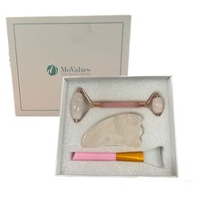 4 piece Jade Roller and Gua Sha Set Anti Aging Rose Quartz Face Massager