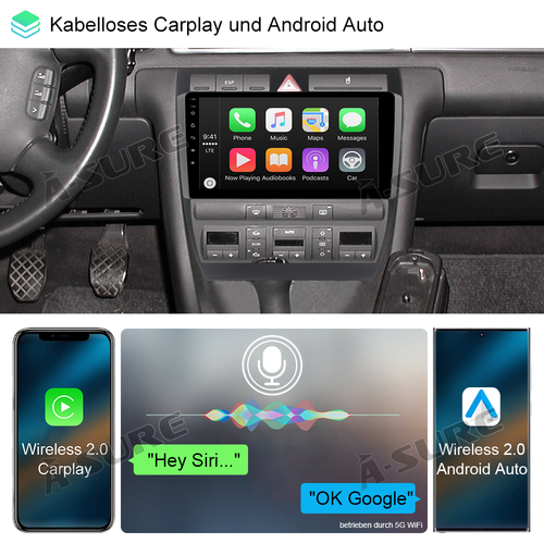 6+128GB Android 14 Autoradio Navi8 Core WIFI für Audi A6 S6 RS6 1997–2004 1Din - Bild 8 von 12
